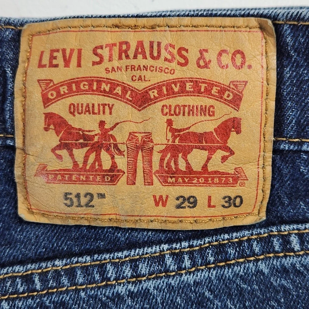 Levis 512 Slim Taper‎ Jeans Mens 29x30 Dark Wash Blue Stretch Denim